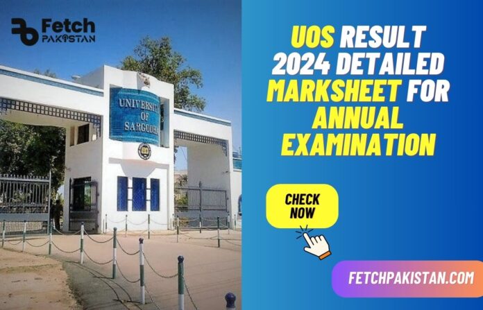 UOS Result 2024 Detailed Marksheet For Annual Examination