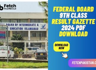 Federal Board 9th Class Result Gazette 2024 PDF Download